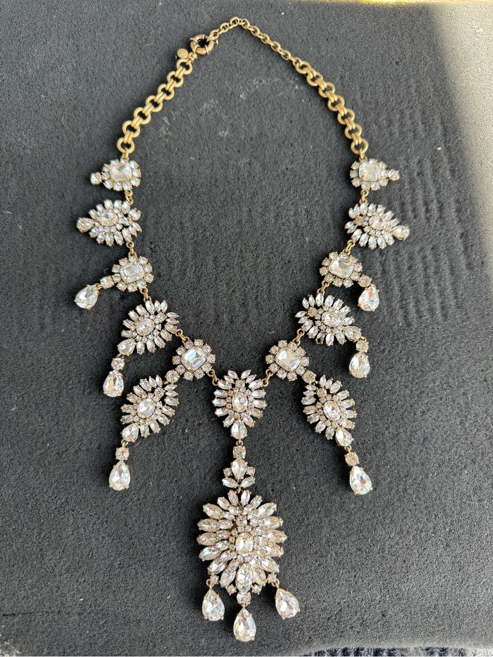 J. Crew Gold-Tone Clear Rhinestones Crystal Statement Necklace - Women Jewelry